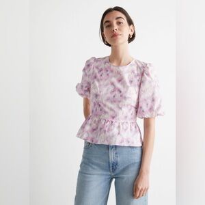 NWOT & OTHER STORIES  Paris Atelier Puff Sleeve Peplum Top size 4